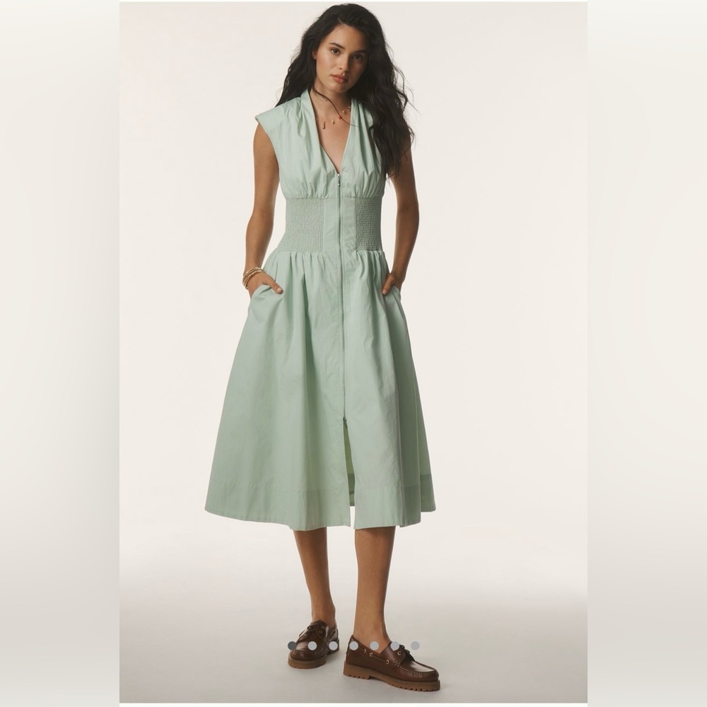 NWT Anthropologie The Tommie Zip Front Midi Dress medium